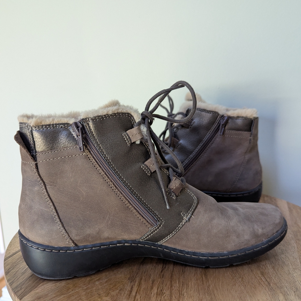 Clarks Brown Ankle Boots with Fur Lining
